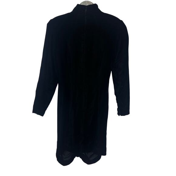 Bruce Oldfield Vintage Black Long Sleeve Mock Neck Velvet Dress - Picture 4 of 7